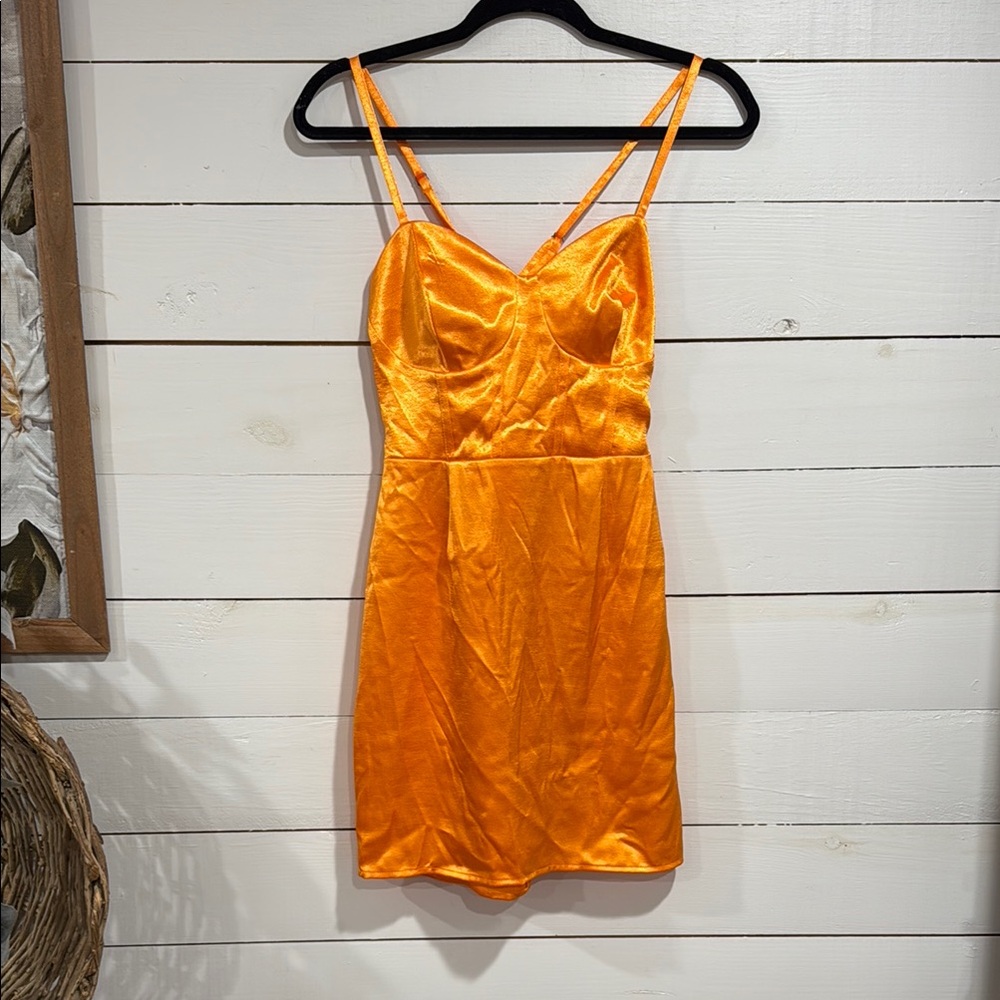 Wild Fable Orange Mini Dress with V-Neck and Spaghetti Straps NWOT